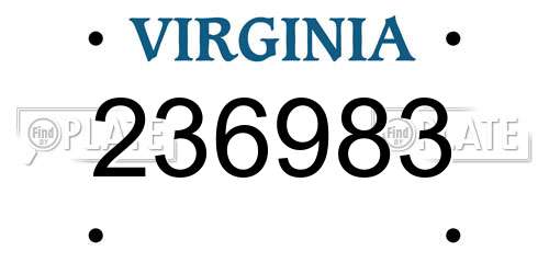 236983 Virginia License Plate