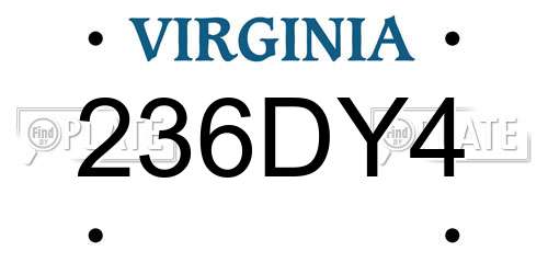 236DY4 Virginia License Plate