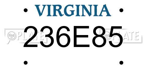 236E85 Virginia License Plate