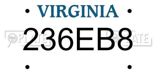 236EB8 Virginia License Plate