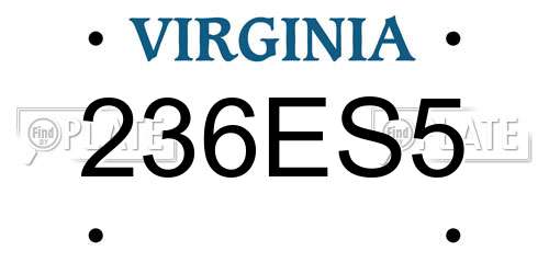 236ES5 Virginia License Plate