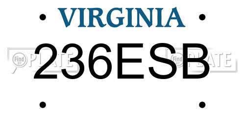 236ESB Virginia License Plate