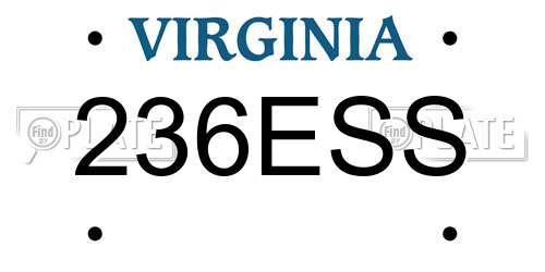236ESS Virginia License Plate