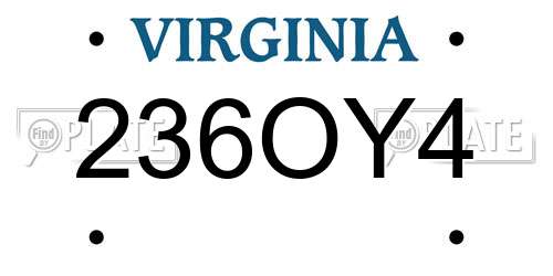 236OY4 Virginia License Plate