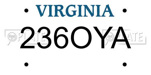 236OYA Virginia License Plate