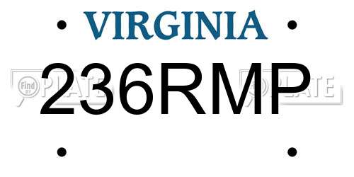 236RMP Virginia License Plate