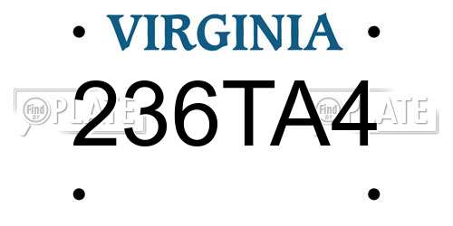 236TA4 Virginia License Plate