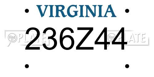 236Z44 Virginia License Plate