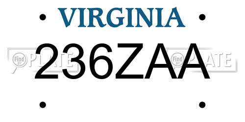 236ZAA Virginia License Plate