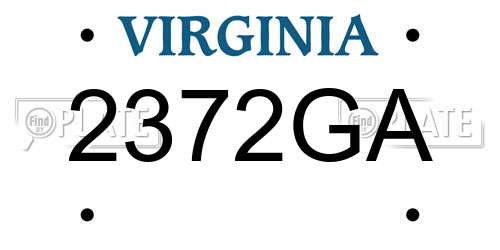 2372GA Virginia License Plate