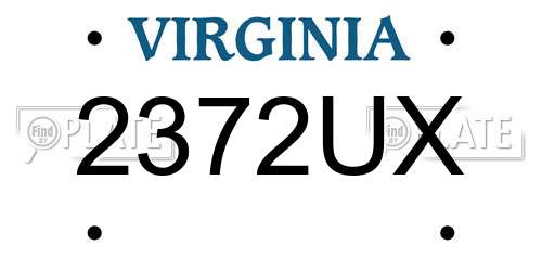 2372UX Virginia License Plate