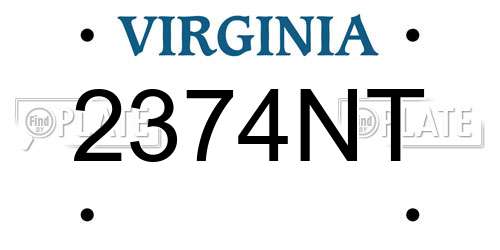 2374NT Virginia License Plate