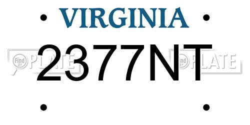 2377NT Virginia License Plate