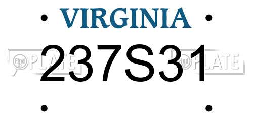 237S31 Virginia License Plate
