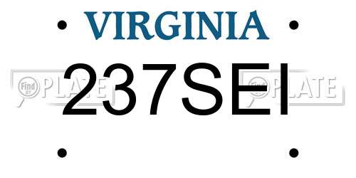 237SEI Virginia License Plate