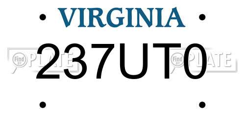237UT0 Virginia License Plate