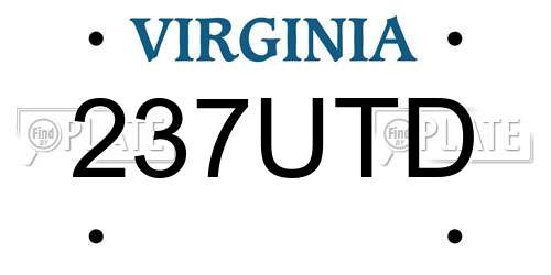 237UTD Virginia License Plate