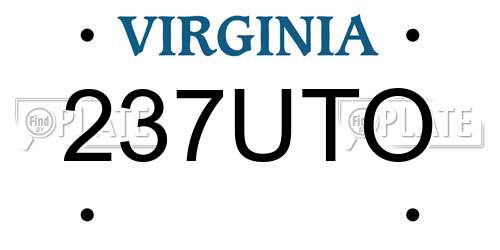 237UTO Virginia License Plate
