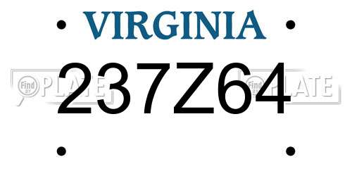 237Z64 Virginia License Plate