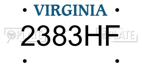 2383HF Virginia License Plate