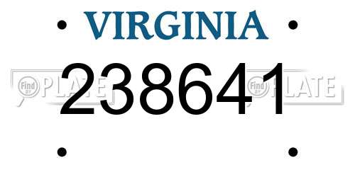 238641 Virginia License Plate