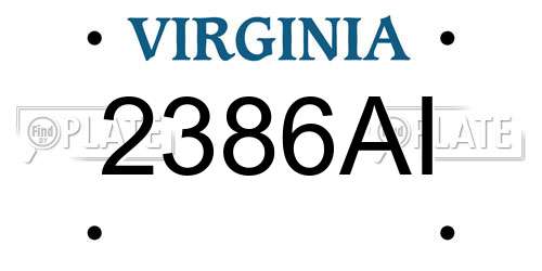 2386AI Virginia License Plate