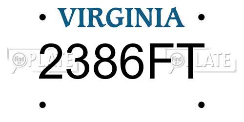 2386FT Virginia License Plate