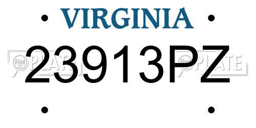 23913PZ Virginia License Plate