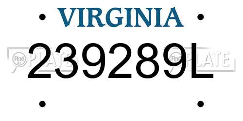 239289L Virginia License Plate