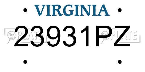 23931PZ Virginia License Plate
