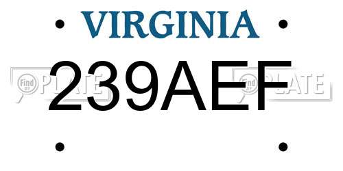 239AEF Virginia License Plate