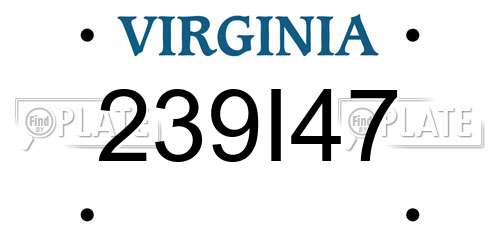 239I47 Virginia License Plate