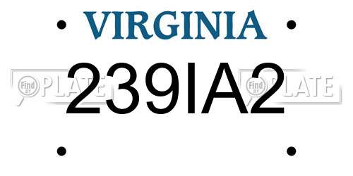 239IA2 Virginia License Plate