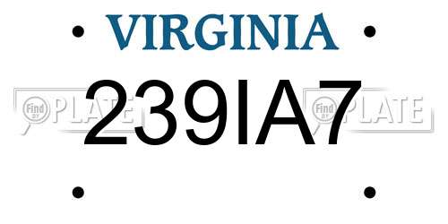 239IA7 Virginia License Plate