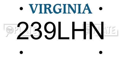 239LHN Virginia License Plate