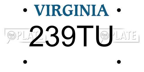 239TU Virginia License Plate