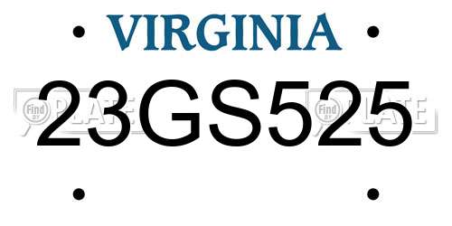 23GS525 Virginia License Plate