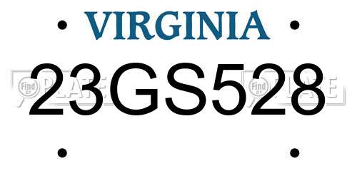 23GS528 Virginia License Plate