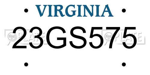 23GS575 Virginia License Plate