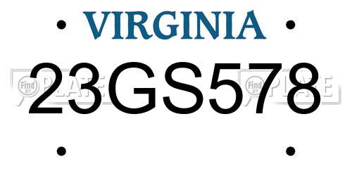23GS578 Virginia License Plate