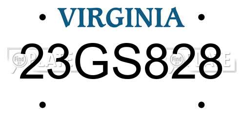 23GS828 Virginia License Plate