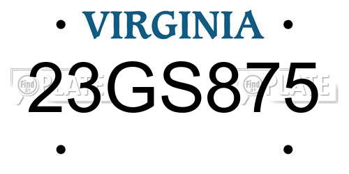 23GS875 Virginia License Plate