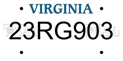 23RG903 Virginia License Plate