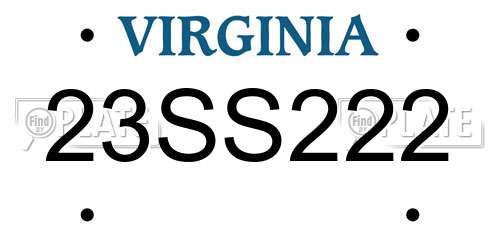 23SS222 Virginia License Plate