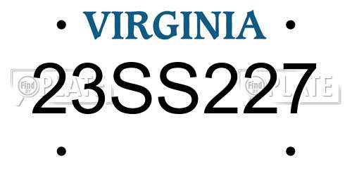 23SS227 Virginia License Plate