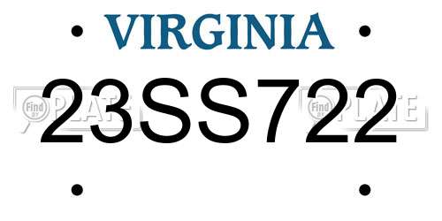 23SS722 Virginia License Plate