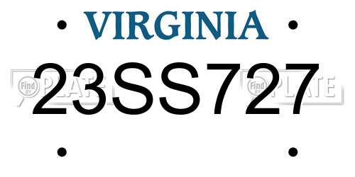 23SS727 Virginia License Plate