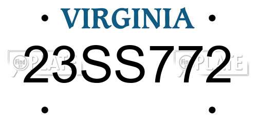 23SS772 Virginia License Plate
