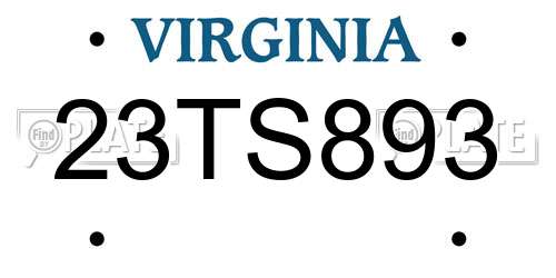 23TS893 Virginia License Plate