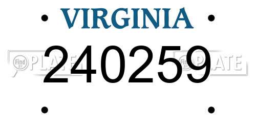 240259 Virginia License Plate